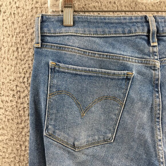 Women's Blue Denim Button Front Cotton Blend Zipper Placket - Picture 10 of 14